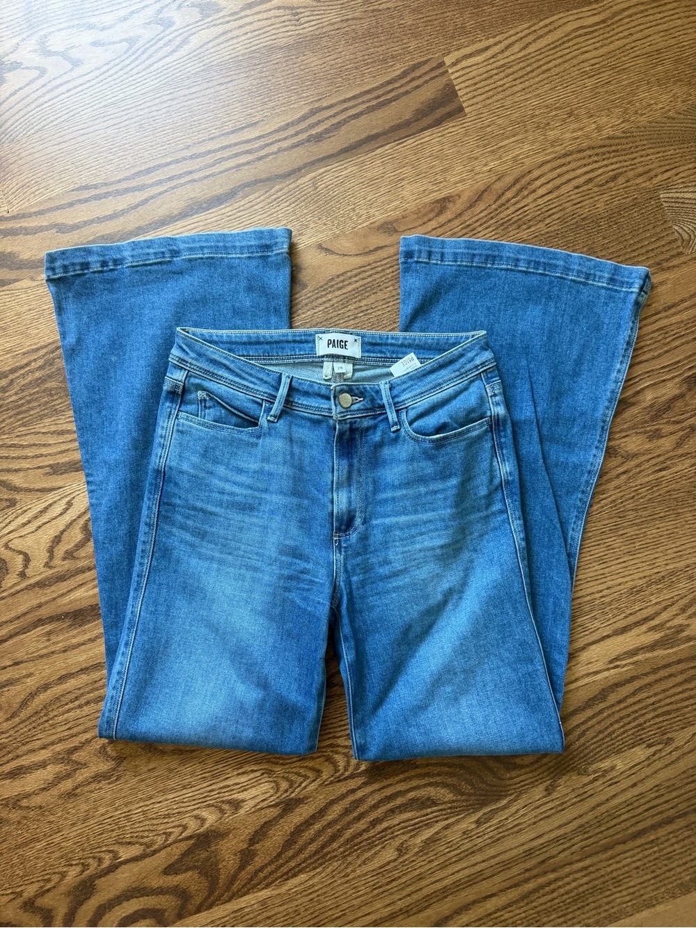 PAIGE Denim Flare Jeans in Medium Blue Wash